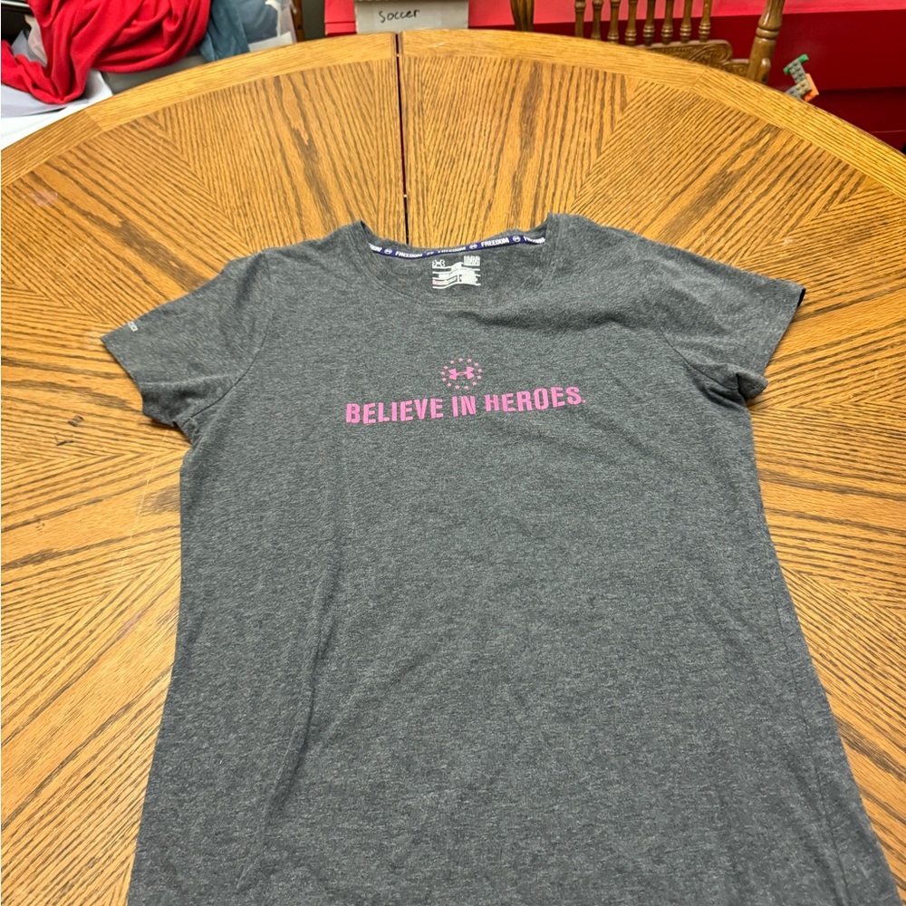 Under Armour Wounded Warrior Gray T-Shirt with Pink Logo